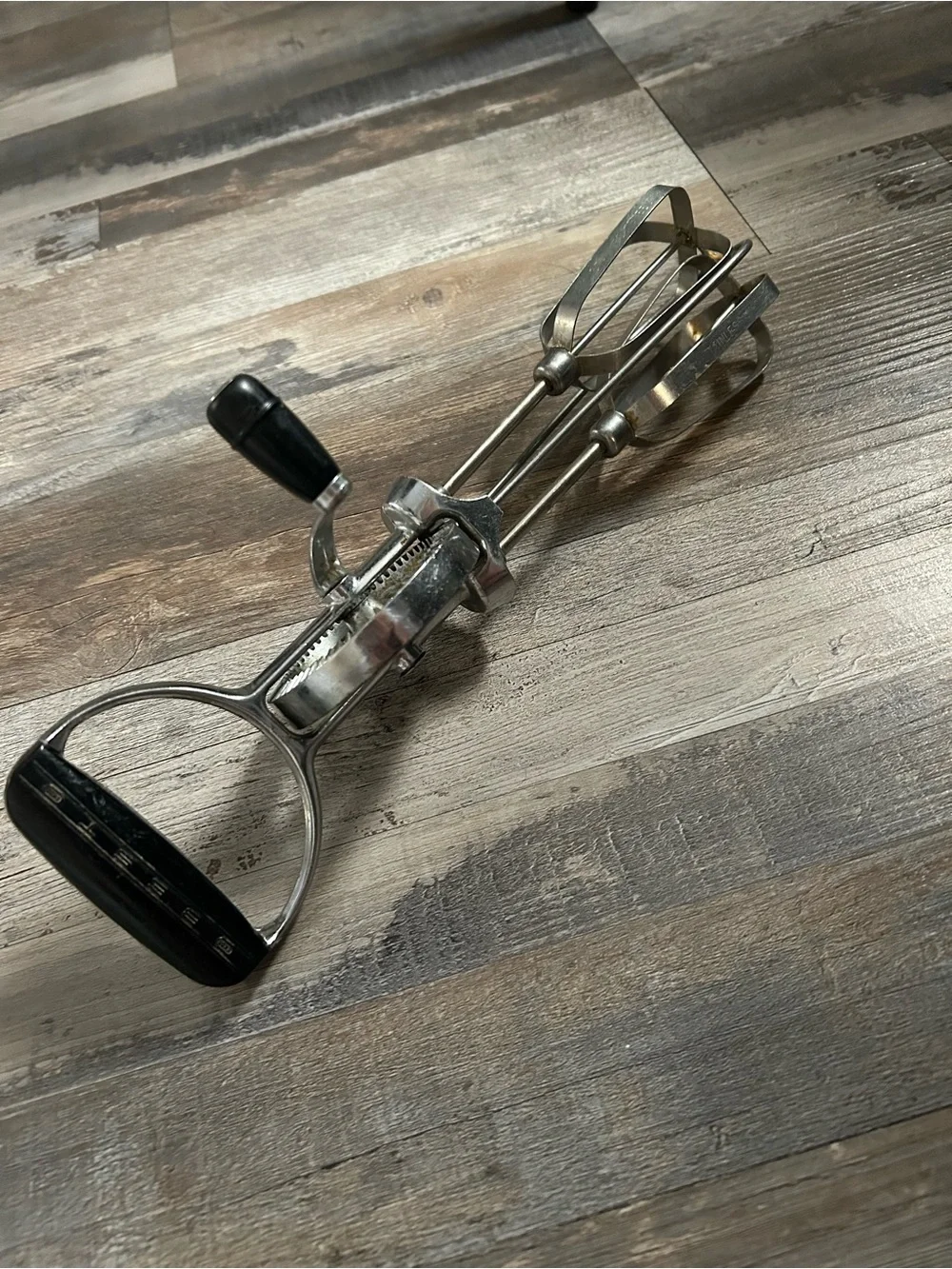 Vintage Silver Hand-Operated Egg Beater by Vintage
